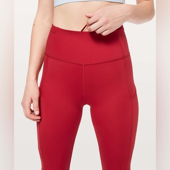 Lululemon Fast & Free 7/8 Tight II *Non-Reflective Nulux Dark Red size 18 - Picture 5 of 12
